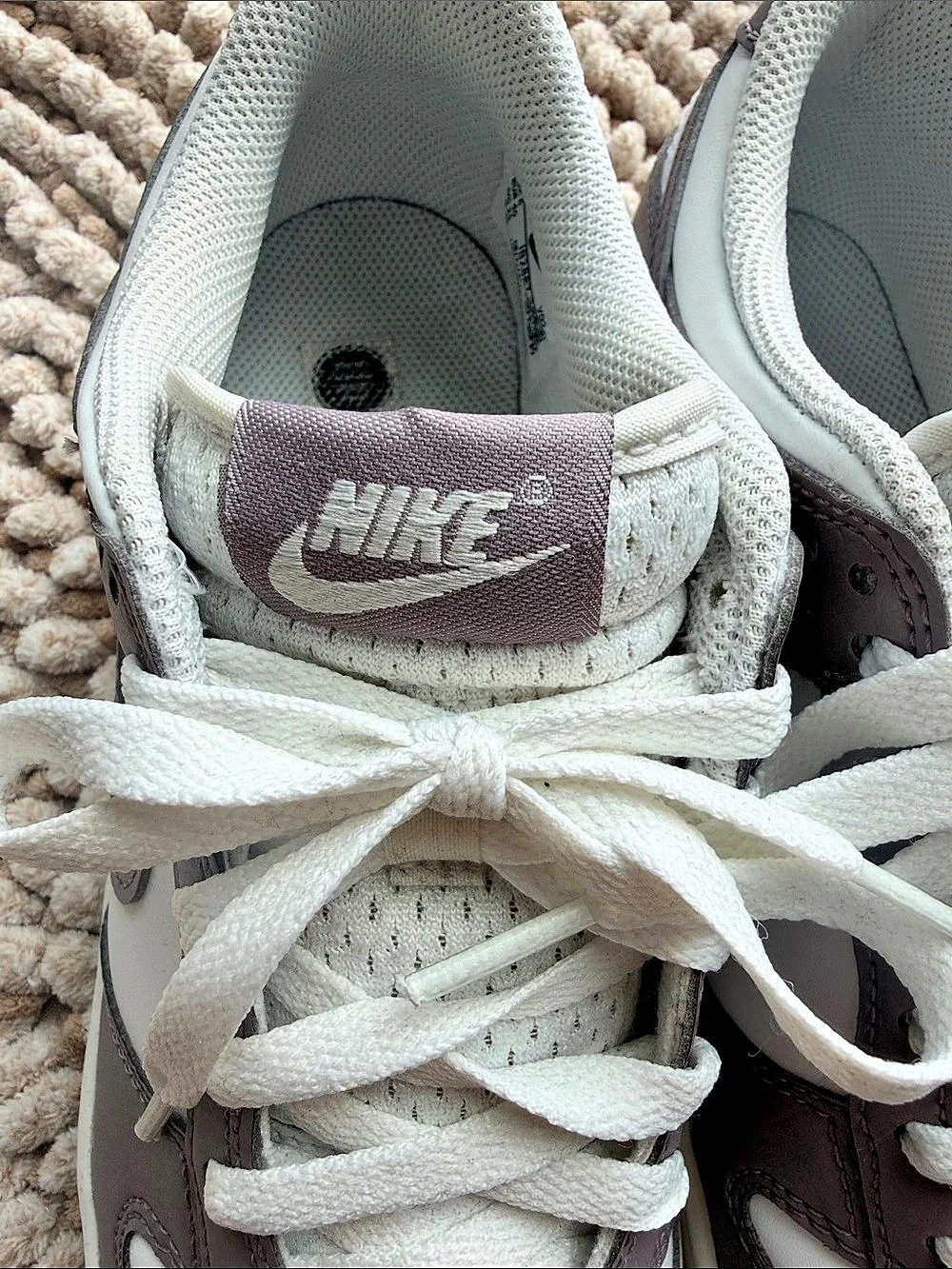Nike Dunk Low Sneakers White & Purple US 7Y Like New